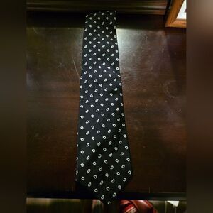 Elegant Black and White Polka Dot Men's Tie